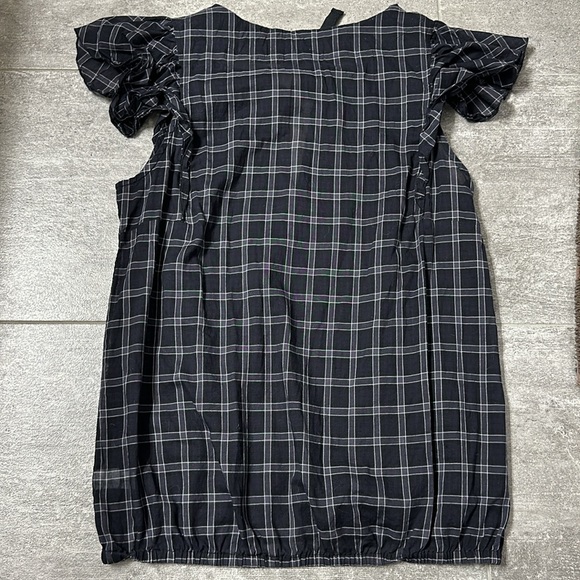 Gap XS Flutter Sleeve Black and White Checkered Blouse - Picture 2 of 12
